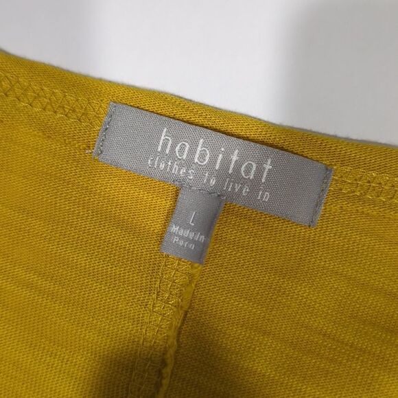 Habitat Top Womens Large Yellow Button Front Casual Tee Art Boho - Picture 5 of 9